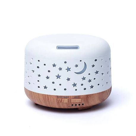 Diffuseur d'arômes Nebula rond blanc imprimé bois