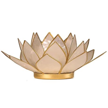 Bougeoir en coquillage Lotus Rose et Or 