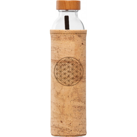 Bouteille verre revitalisante Fleur de vie 750ml, goulot large, Flaska